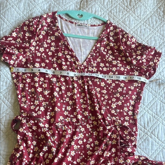 Floral Red Wrap Dress - Picture 10 of 14